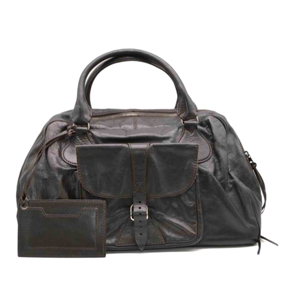 Balenciaga Pocket Chevre Leather Boston Bag Black
